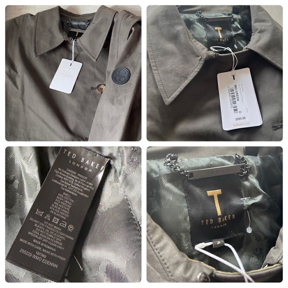 Ted Baker Edennn Colour Blocked Cotton Mac Size 2 NWT - Picture 13 of 16